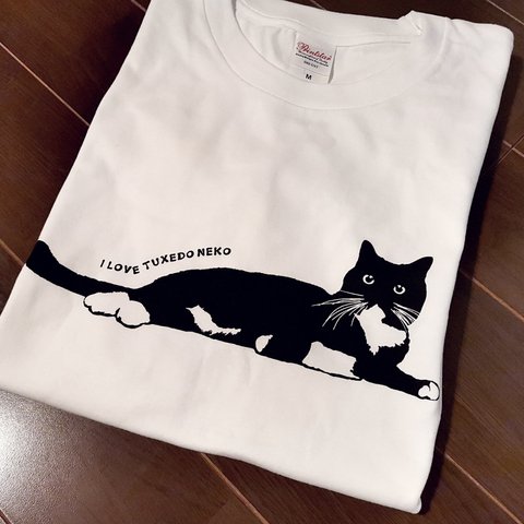 タキシード猫のTシャツ L（5.6oz/ねこホワイト）