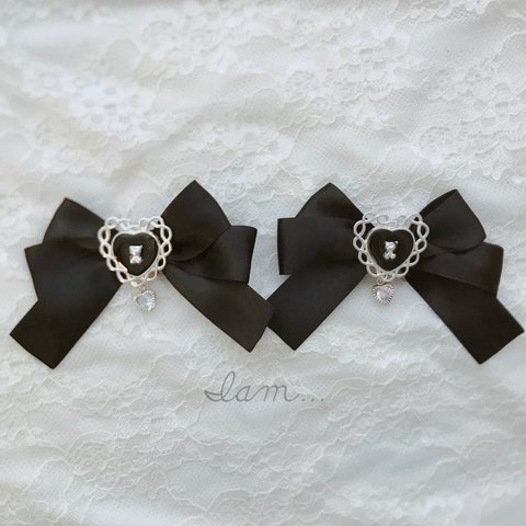 mini ＊ bear & zirconia heart ribbon