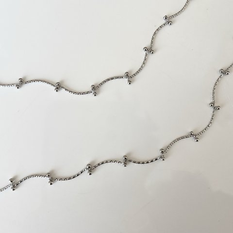 ◉2月新作◉【1pcs(10cm)silver #12-15】ウェーブdesign chain/チェーン/シルバー/デザインチェーン/カット販売/