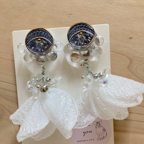 【otona♡otome】earring イヤリング　チェコガラス　青　ウエディング　ブライダル　結婚式494