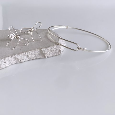 【春の福袋】【期間限定】silver925 connection　bangle & Ruban バングル　ピアス　セット