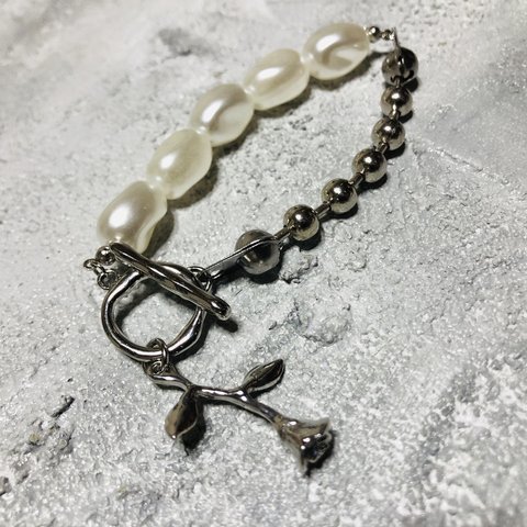 GL【404】ball chain / rose bracelet