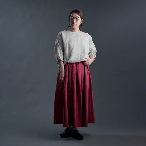 【wafu】Linen Skirt  超高密度リネン スカート / 紅玉(こうぎょく) s020c-kgo1