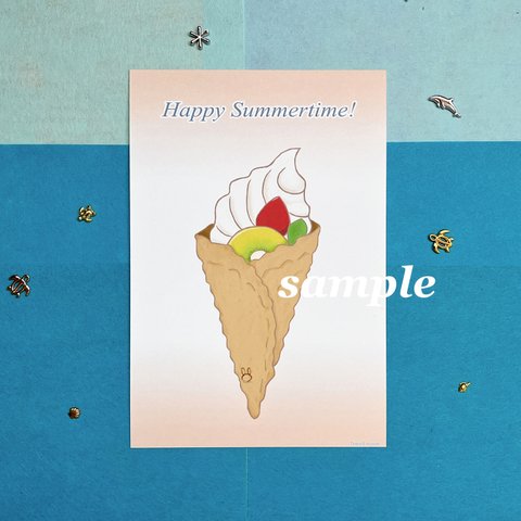 【2種セット】ポストカード　バニラソフトクリーム　暑中見舞