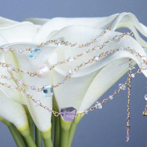 【14KGF】W/G Diamond,Himalayan Quartz Abundance Bracelet