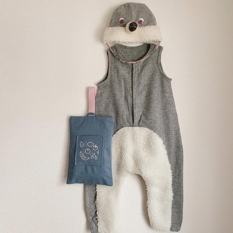 ○お名前刺繍承ります○ くだもの刺繍シューズバッグ