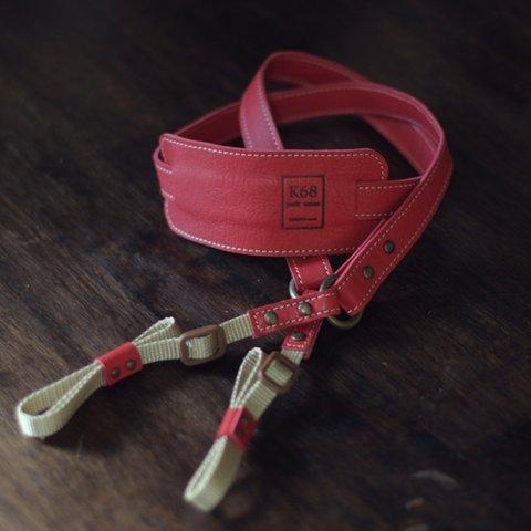 Camera strap #18　Red×Beige