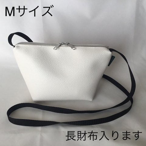 ミニショルダーM *サコッシュ * ホワイト *リュクス*フェイクレザー