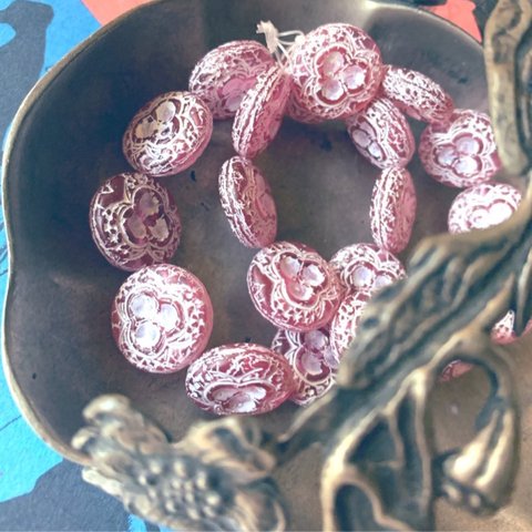 【2コセット】JIRI＊IVANA #czech beads#チェコビーズ　vintage style18㎜ matte daydream(light purple)/white