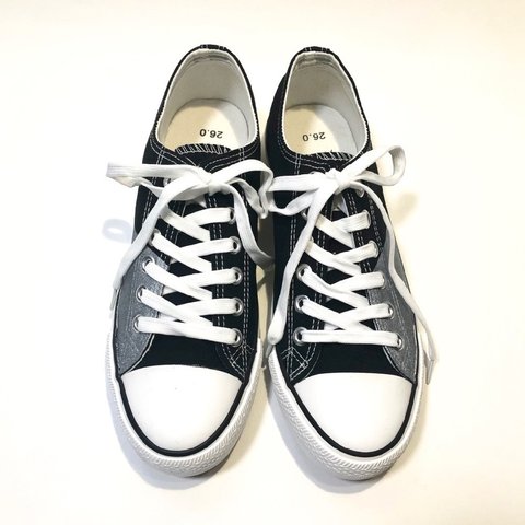 BLACK x SILVER バイカラーローカットスニーカー　(22.0cm〜30.0cm)