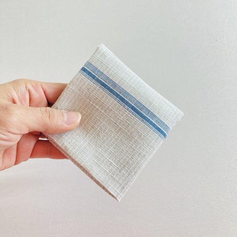 [海の地平線] 手織りハンカチ リネン&コットンリネン