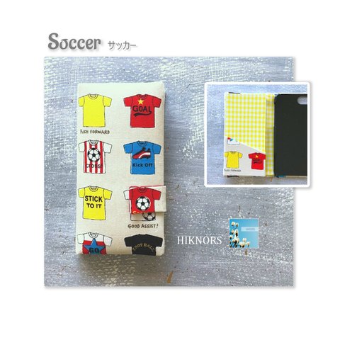 選べる仕様☆サッカー！Soccer☆手帳型スマホケース