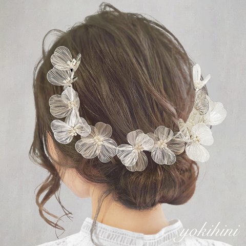 ウェディング ヘッドドレス ♡ ブライダル 結婚式 前撮り 髪飾り ヘアアクセサリー ヘアパーツ ヘッドパーツ 花冠 花かんむり 小枝 ティアラ ビジュー 花嫁 新婦 シルバー ゴールド dress