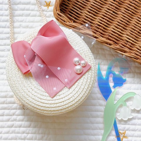 【限定1点】リボンが大人可愛い🎀まーるいキッズポシェット🎀