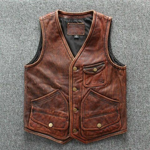 牛革ノースリーブジャケット 本革 ライダーバイカーチョッキジャケット Real Leather Sleeveless Rider Biker Jacket