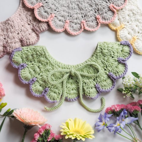 手編みのつけ襟スタイ　flowers