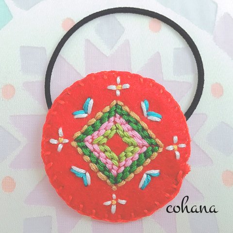 ネイティヴ＊刺繍ヘアゴム