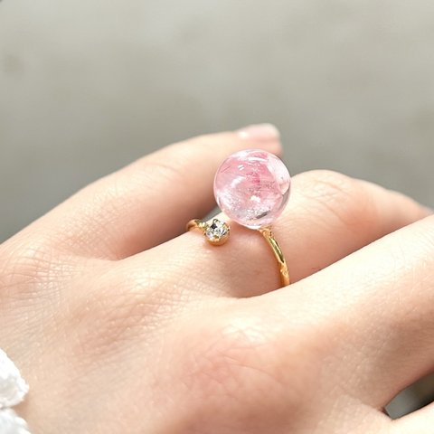 受注生産【本物の桜の花びらフォークリング】 レジン　桜　リング　フォークリング　プリザーブドフラワー　フリーサイズ　きれいめ　レジンアクセサリー　母の日　