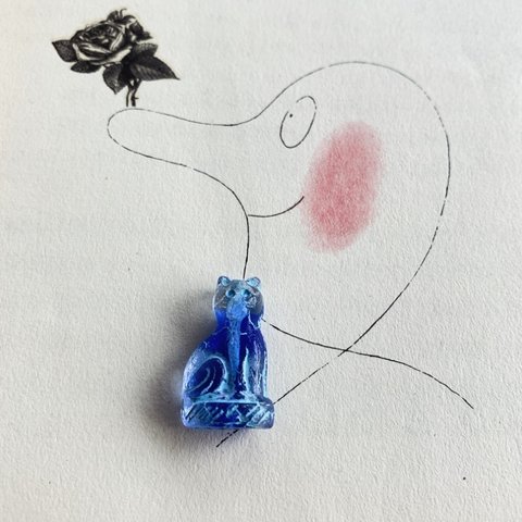 【1コずつ販売】JIRI＊IVANA#czech beads#チェコビーズ　egyptiancat24✖️14㍉ irregular mable crystal＊ blue/ blue