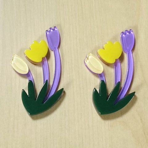 PURPLE GREEN FLOWER DESIGN PARTS