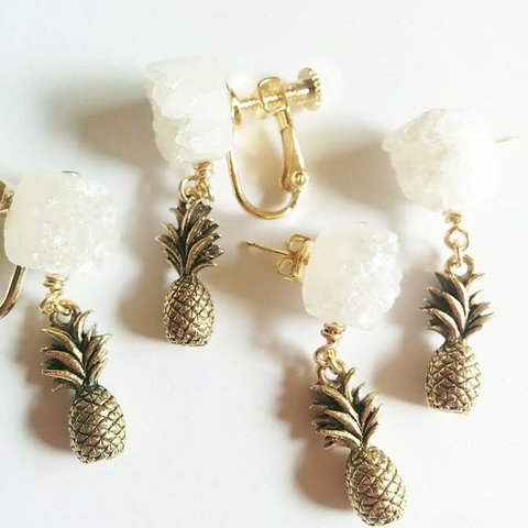 crystal druzy♡pineappleイヤリング