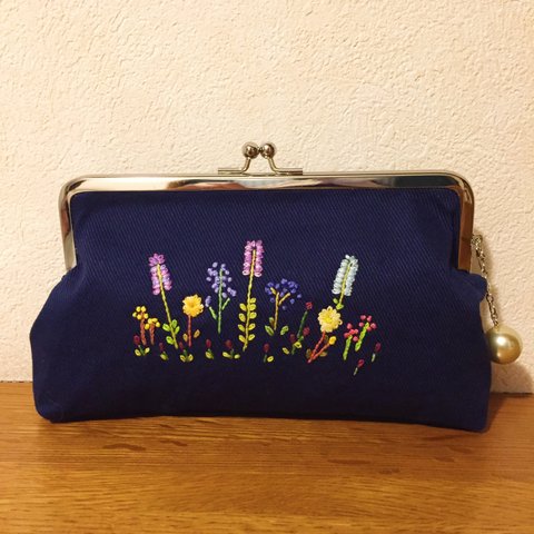 再販_《受注製作》ちび花の背比べ(刺繍、筆箱&メガネケース)