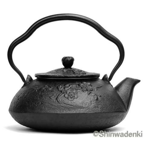 南部鉄器 鉄瓶兼用急須 小鉄瓶 東雲（黒）0.5L 茶漉し付 内面素焼き・酸化被膜仕上 日本製 ガス対応