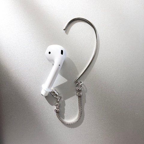 PodsTail イヤーフック｢SWING JAZZ｣SILVER☆AirPods 落下防止☆