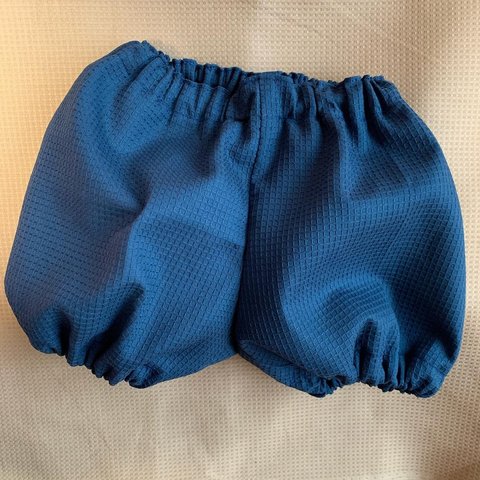 かぼちゃパンツ ワッフル生地 ブルー ハンドメイド 80㎝