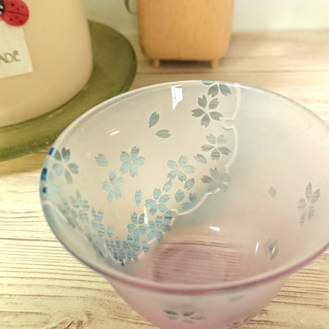 【受注生産】-舞い桜-天開ぐい呑み ピンクブルー