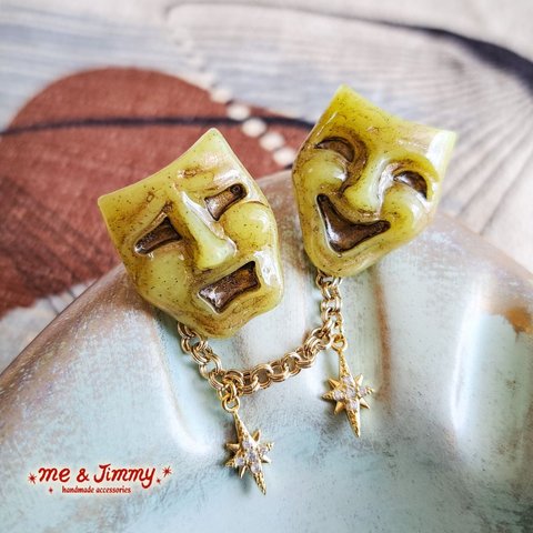 ✴Two Face ＆ Starburst Double Pins✴【Mustard】