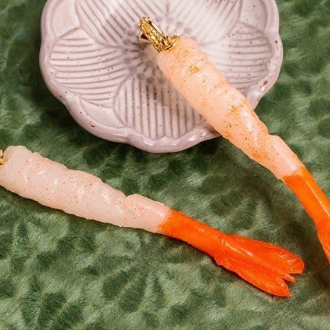 食品サンプル　甘エビ　イヤリング