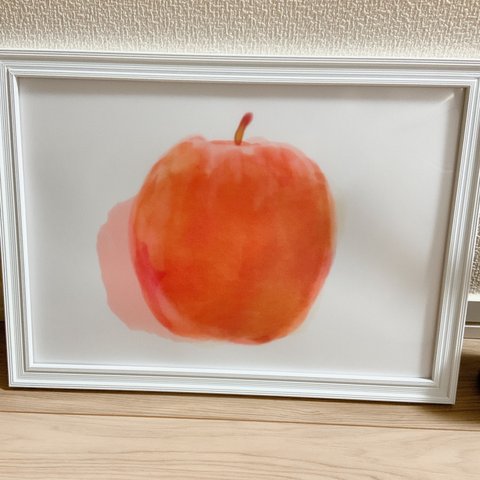 【りんごのポスター】　  A4サイズ　フルーツ　果物　アート　　かわいい　インテリア　イラスト　アップル　デザイン　おしゃれ　紙