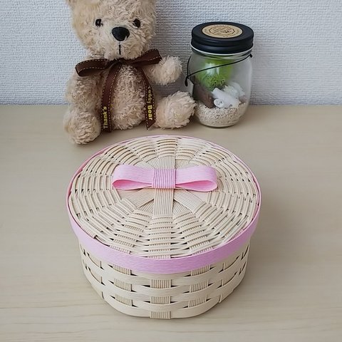 リボン☆小物入れ　Mサイズ (ピンク)