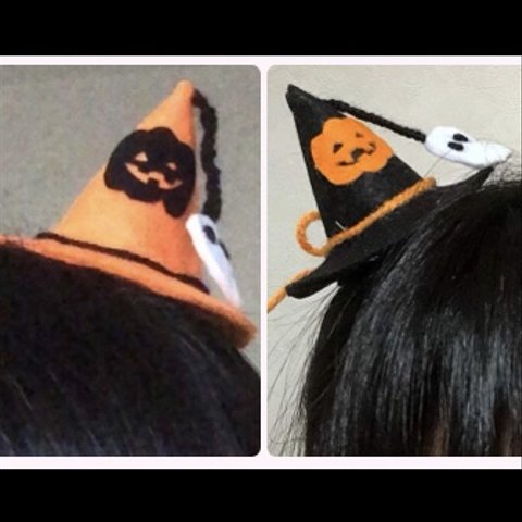 おばけちゃんと一緒ハロウィンヘアピン(オレンジ)(黒)