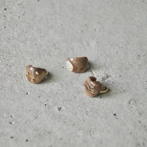 「piece」ear cuff    brown.