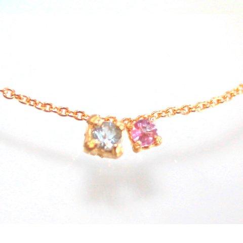 k18gp Pink Sapphire & Aquamarine Necklace