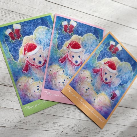 クリスマス☆ポストカードセット/シロクマのサンタ