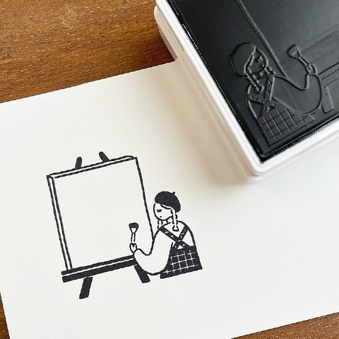 マールちゃん メモスタンプ 絵描き シャチハタ OSMO(オスモ)50×50mm ハンコ 女の子 かわいい
