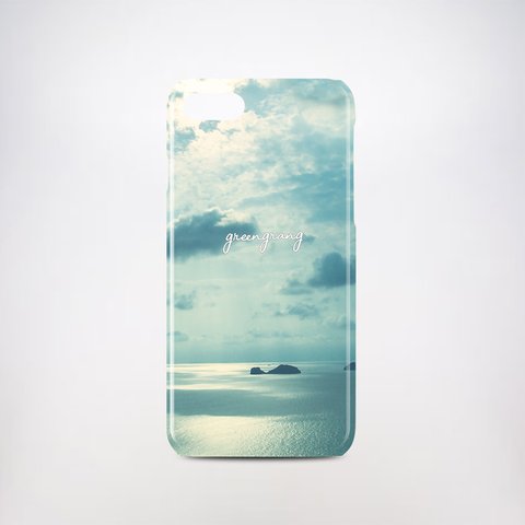 【送料・名入れ無料】スカイブルー２トーン スマホハードケース iPhone Android対応 名入れ対応 空 海 自然
