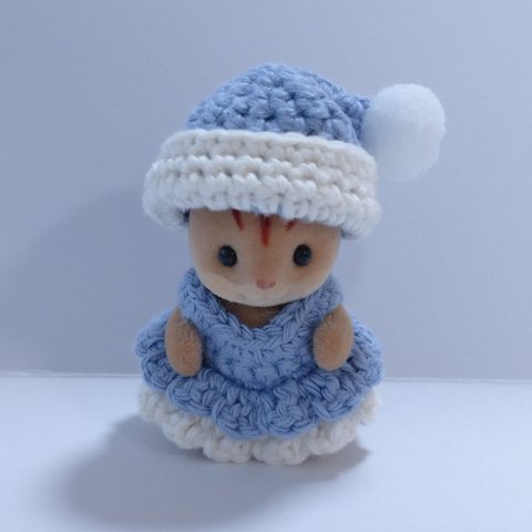 💙シルバニア赤ちゃん用 推しカラーのサンタコスセット