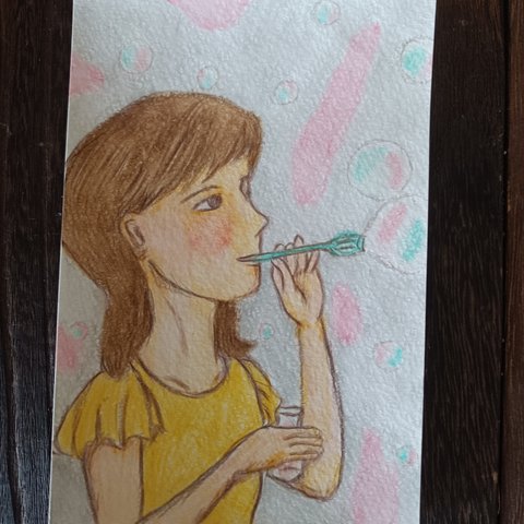 (158)原画・水彩色鉛筆「チャーミングな女性」