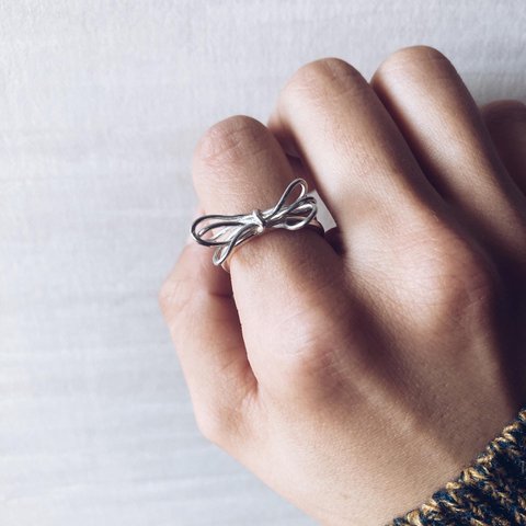 ribbon ring【silver925】/シンプル　リボン　シルバー　シルバー925　シルバーリング　　