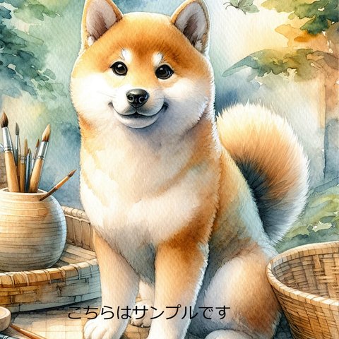 オリジナル 生地 ブロックデザイン ハンドメイド素材 パネル生地 柴犬