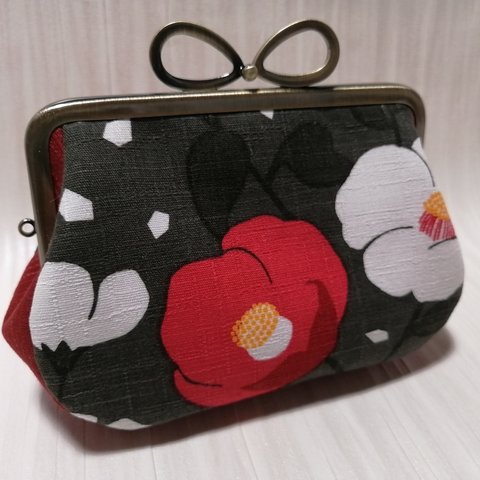 椿柄🌺親子がま口ポーチ👛