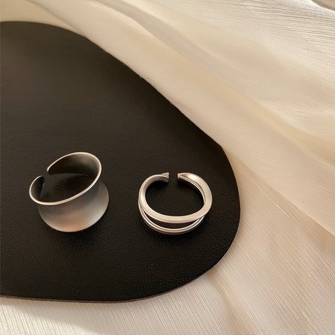 韓国ファッション　マットシルバーセットリング　指輪　アクセサリー　-1118