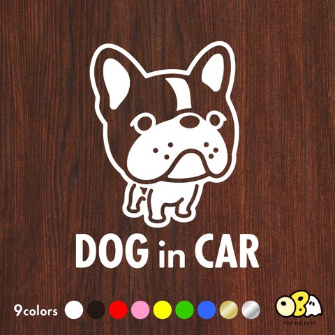 DOG IN CAR/フレンチブルドッグB カッティングステッカー KIDS IN CAR・BABY IN CAR・SAFETY DRIVE