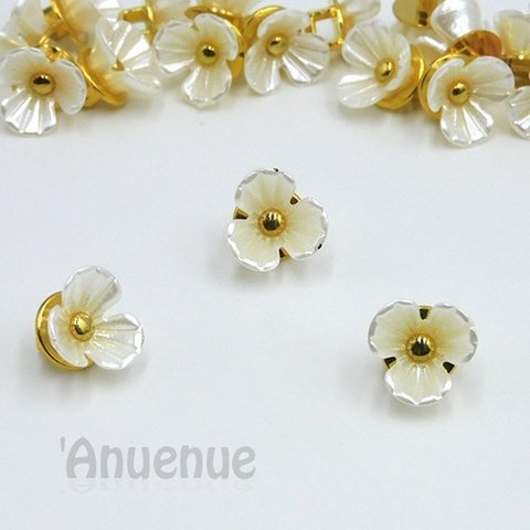 ミニシャンクボタン 10mm【 White petit flower 】8個