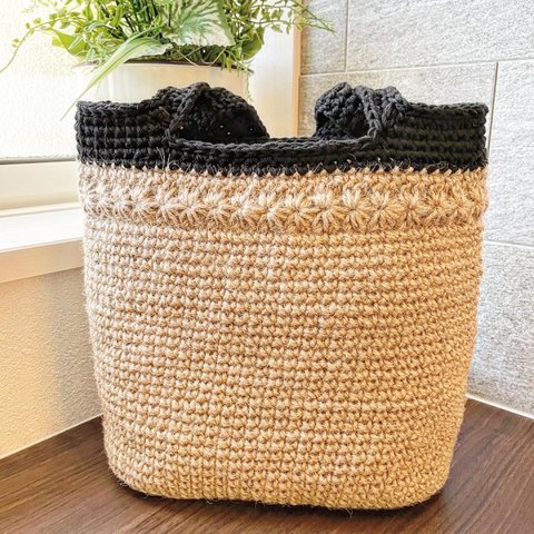 麻ひも✖️オーガニックコットン糸のハンドバッグ