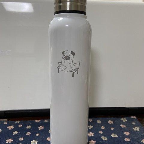 おにぎりを食べるパグ柄サーモボトル【350ｍｌ】